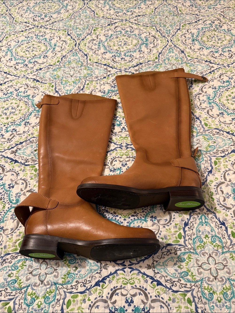 Sam Edelman Tan Leather Mid-Calf Riding Boots